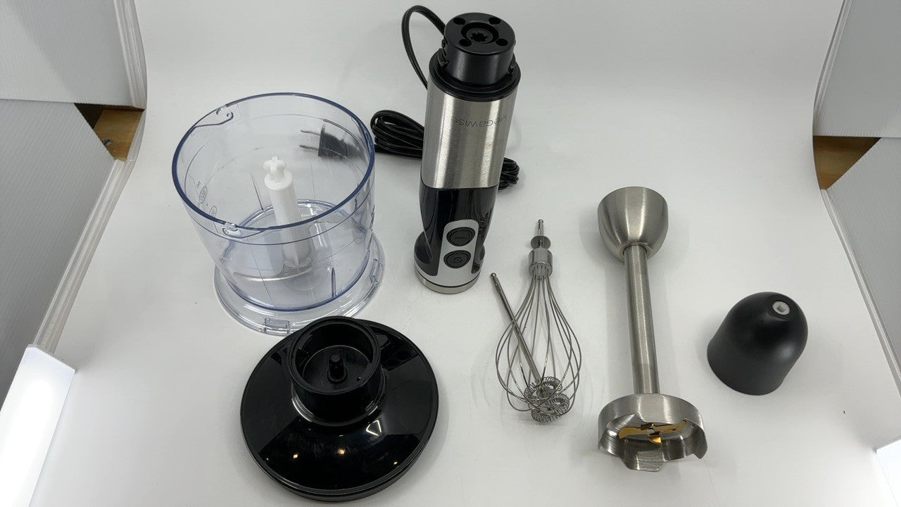 MegaWise Black Immersion Blender 5-in-1, 400W, 12-Speed, w/ Accessories