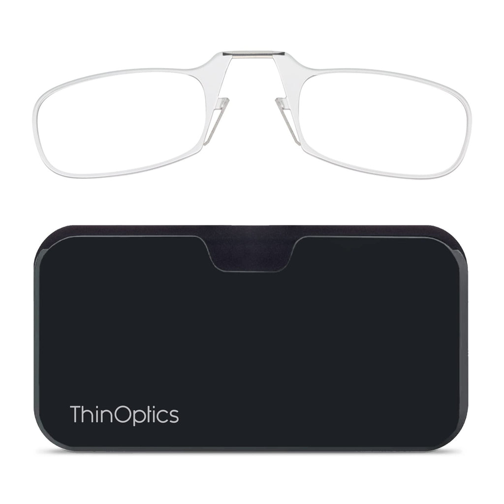 ThinOptics Reading Glasses 2.00 w/ Black Case, Clear Frames, 44 mm