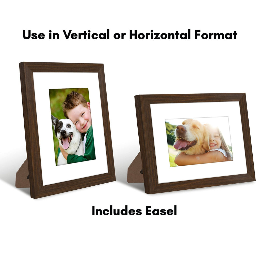 Walnut 8x10 Picture Frame w/ Shatter-Resistant Glass & Mat