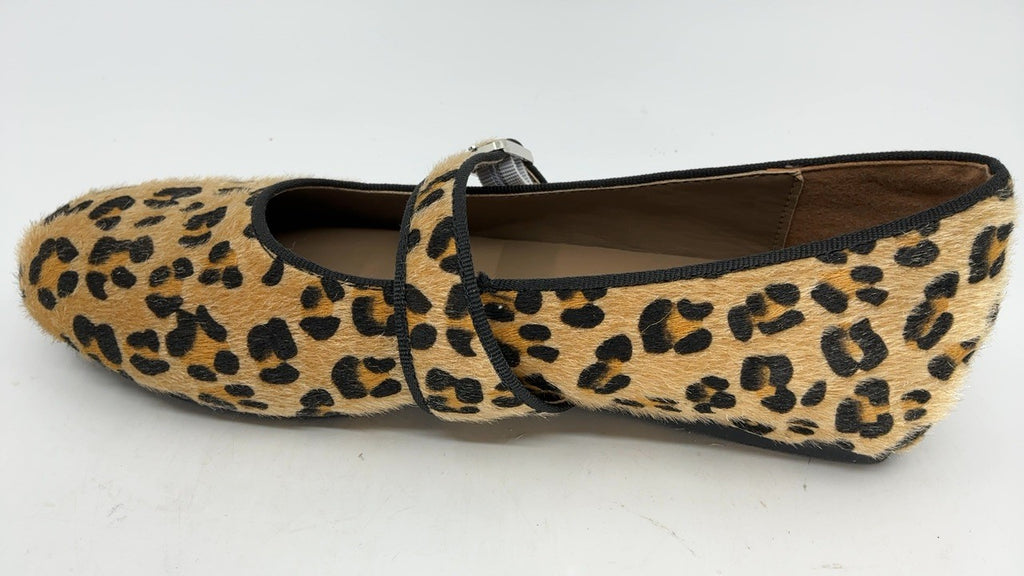 ATBELL Leopard Calf Hair Ballet Flats Women Size 8.5 Mary Jane Slip On