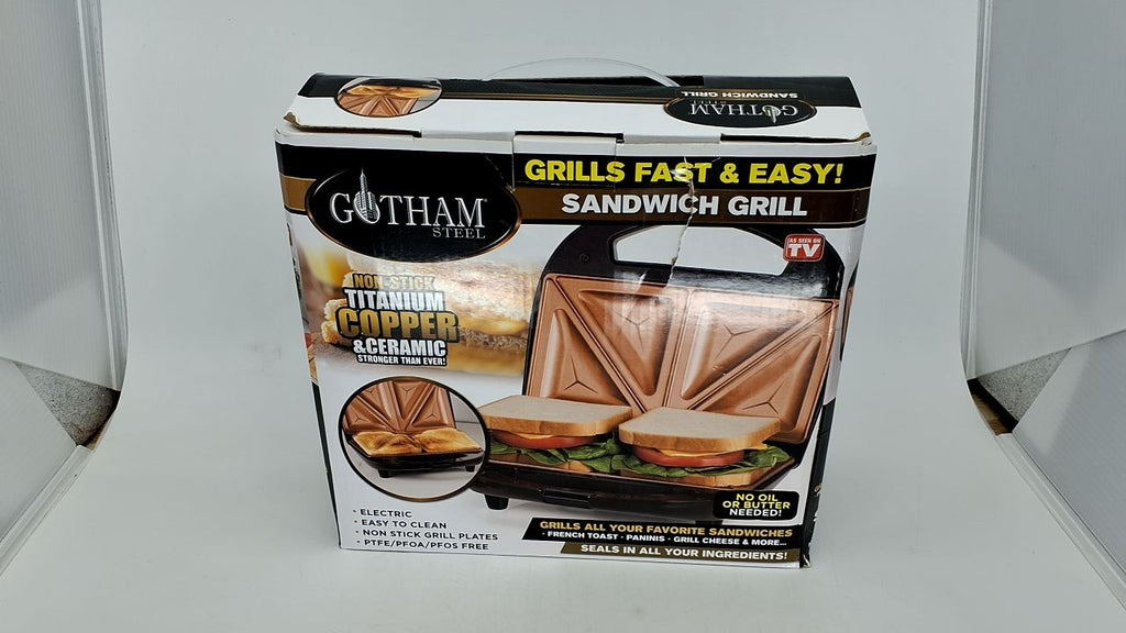 Gotham Steel Nonstick Panini Press Sandwich Maker, Black, 2 Sandwiches