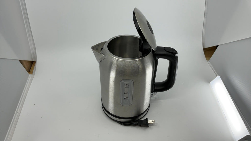 1.1Qt Electric Kettle, Stainless Steel, Auto Shut-Off, 1500W, Black & Silver