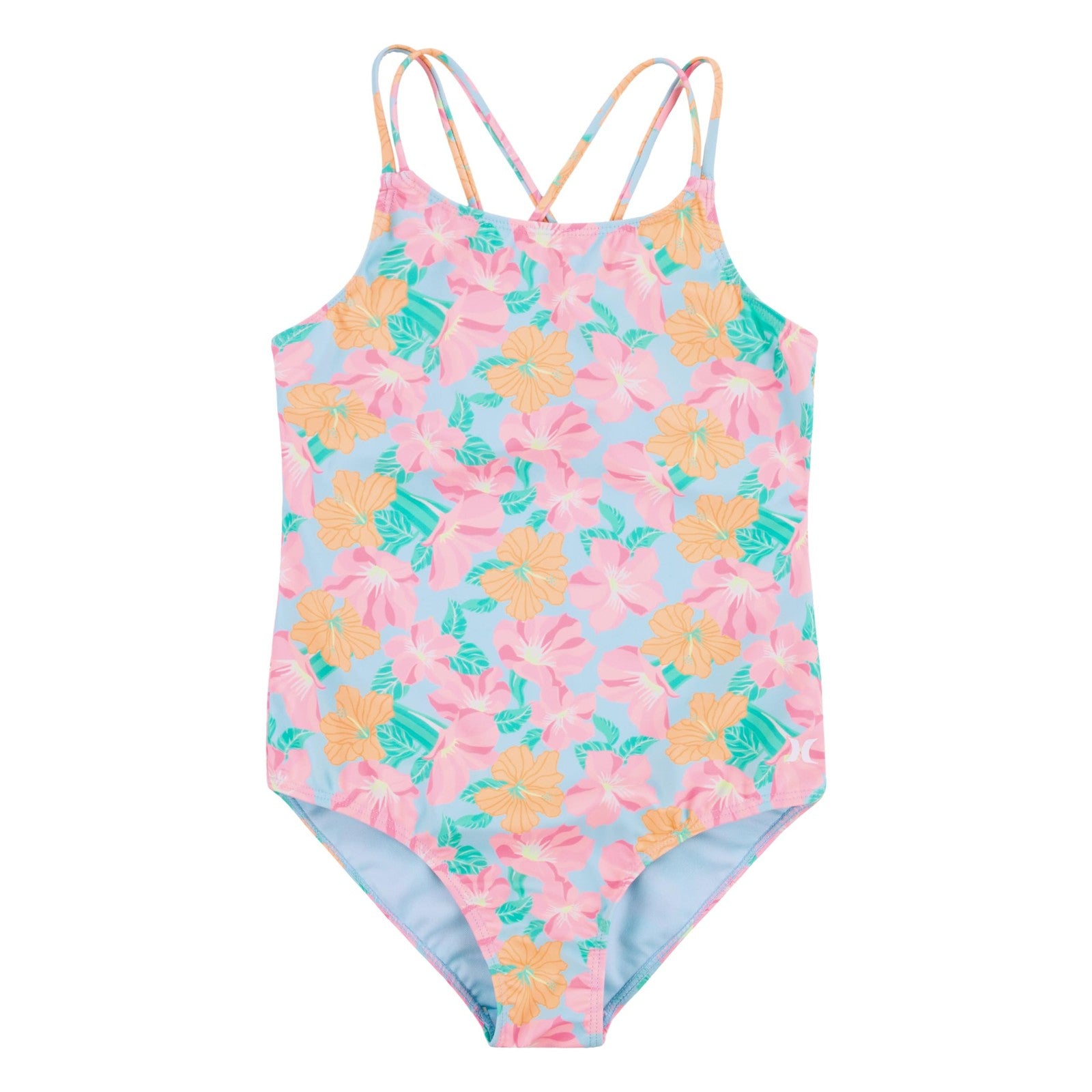 Hurley Girls One Piece Swimsuit, Blue Ice/Floral, 7