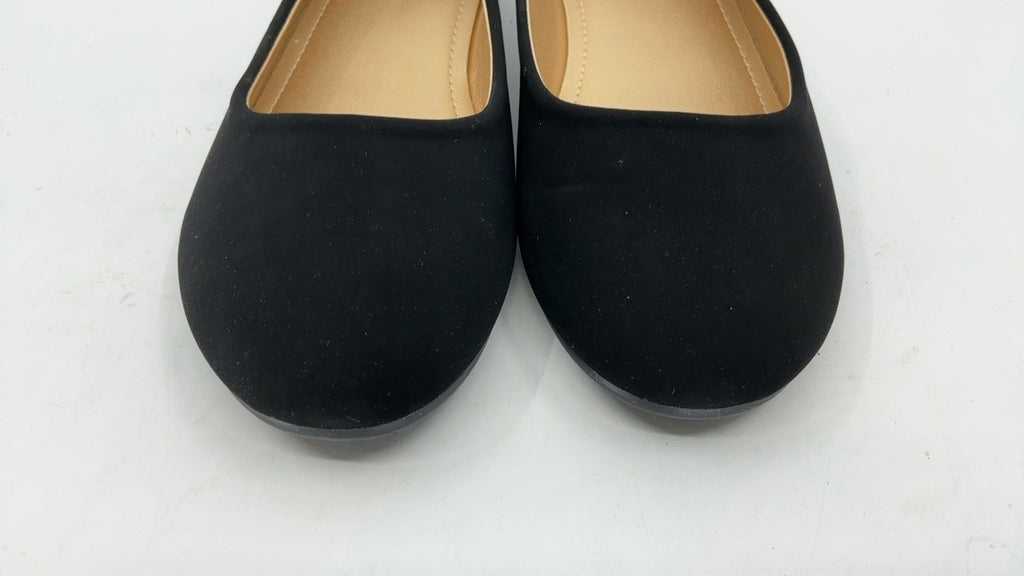 Black Nubuck Slip-On Flats for Girls, Size 6 Big Kid Dress Shoes