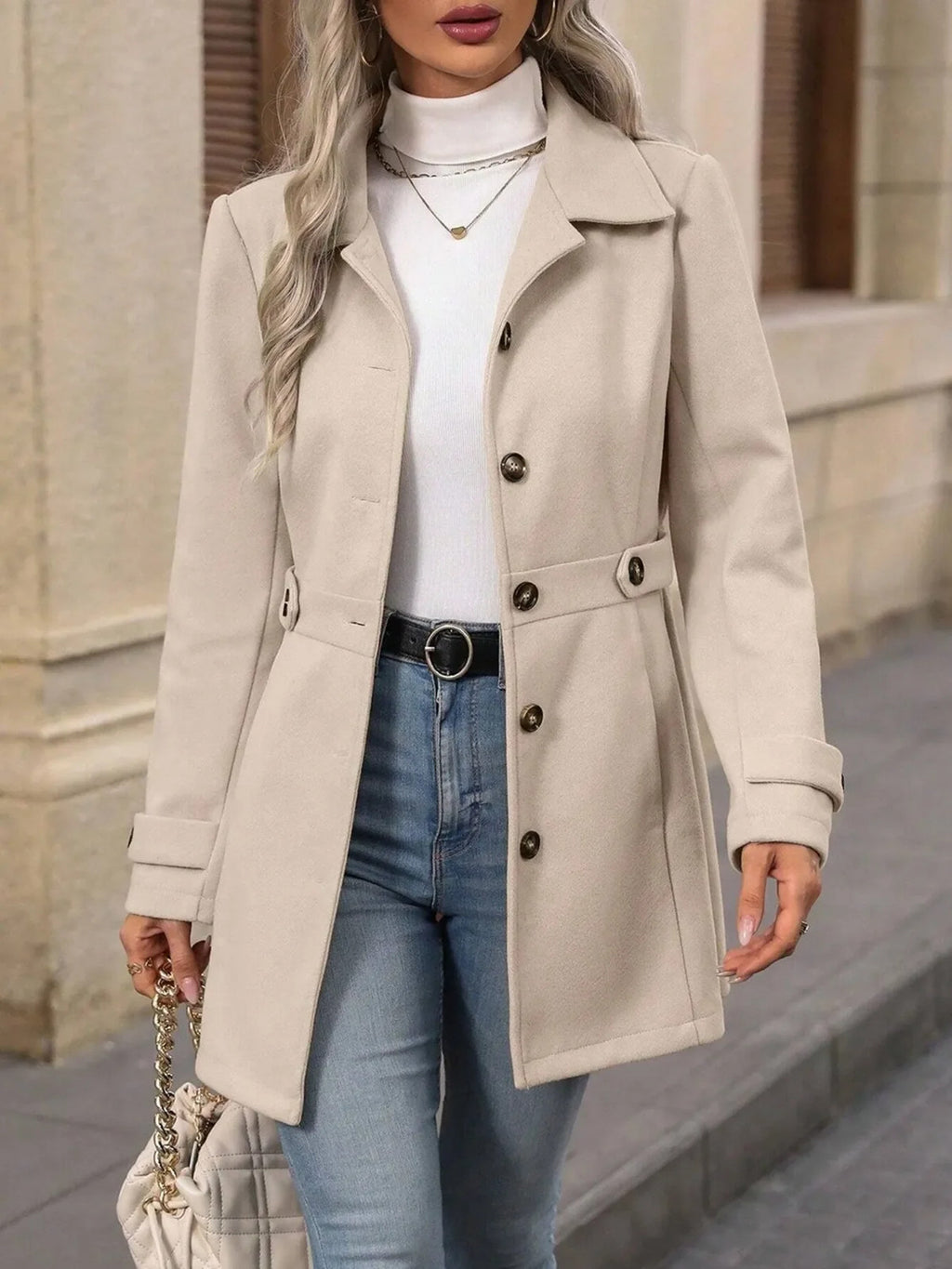Button Up Long Sleeve Coat