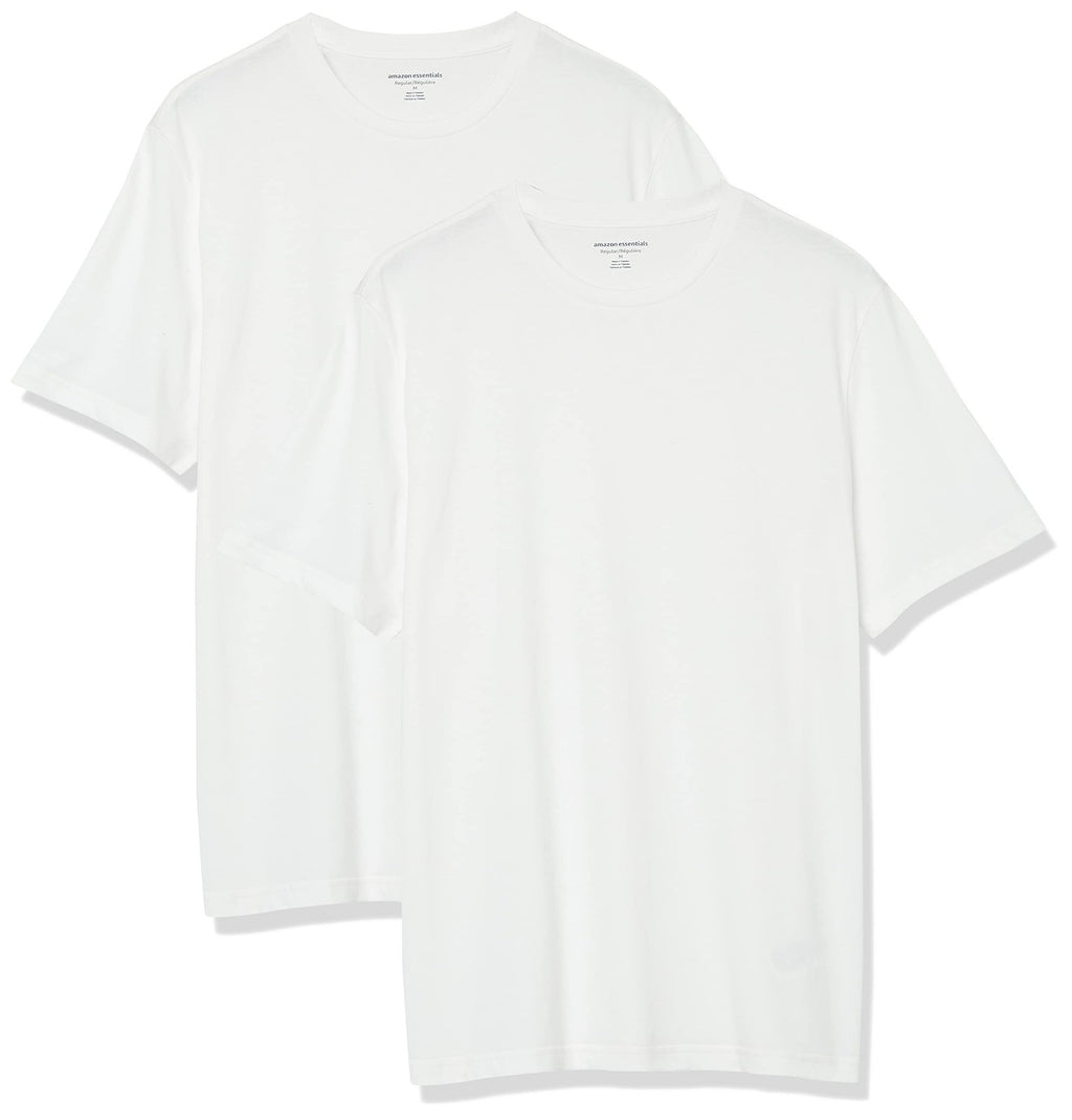 Men's Cotton Regular-Fit Crewneck T-Shirts, Pack of 2, White, Large