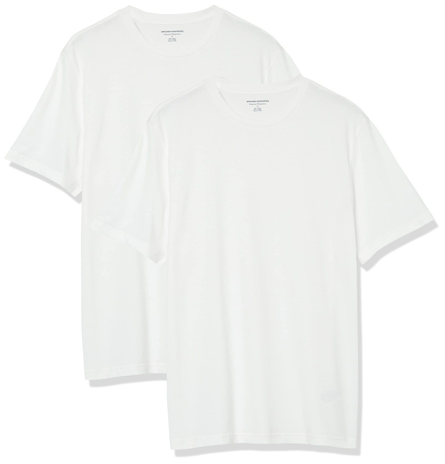 Men's Cotton Regular-Fit Crewneck T-Shirts, Pack of 2, White, Large