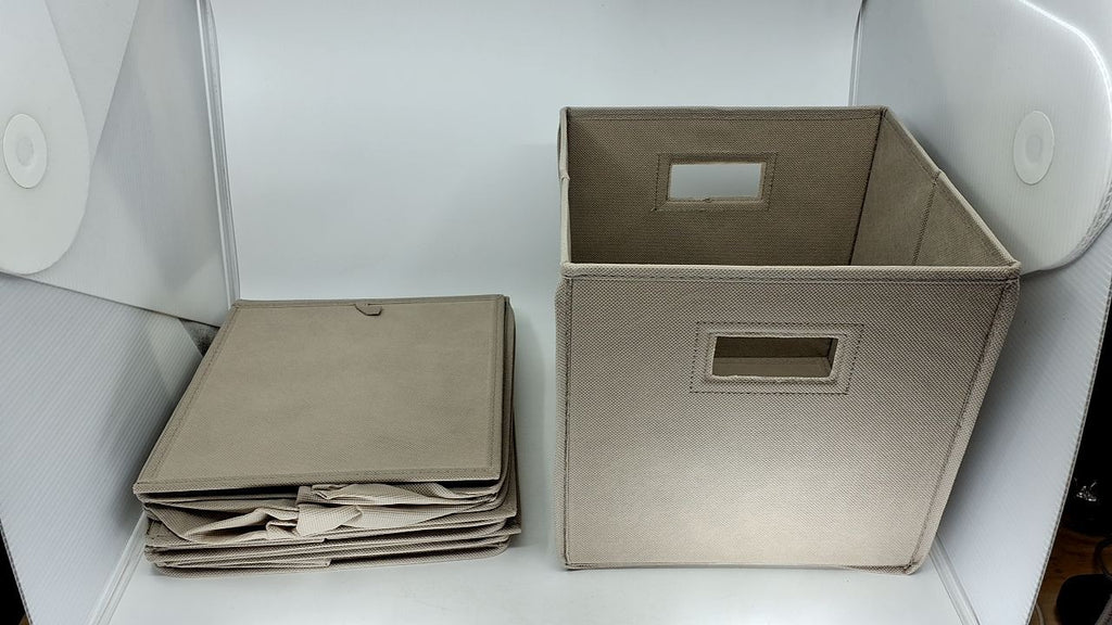 4-Piece Taupe Storage Bins - Folding Organizers for Home & Playroom