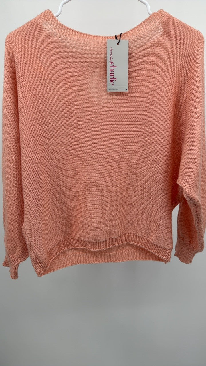 Bow Back Boat Neck Batwing Sleeve Sweater