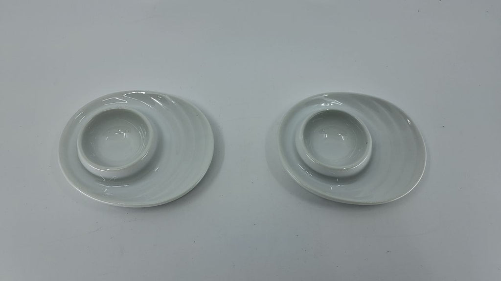 Küchenprofi 2-Pc Egg Cups, White Porcelain, 3.5x4 In, Oval Base