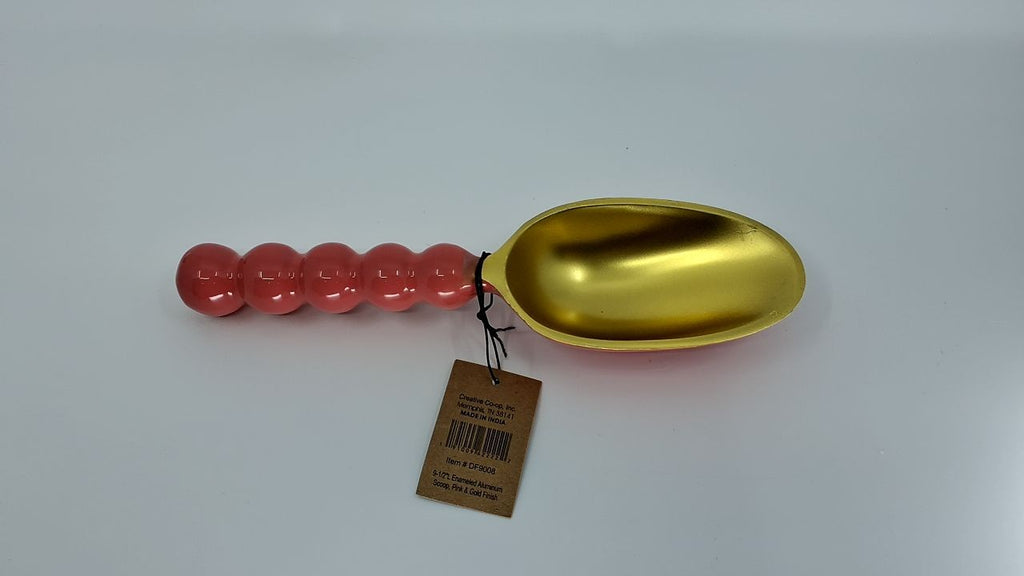 Creative Co-Op Enameled Aluminum Kitchen Scoop, Pink and Gold