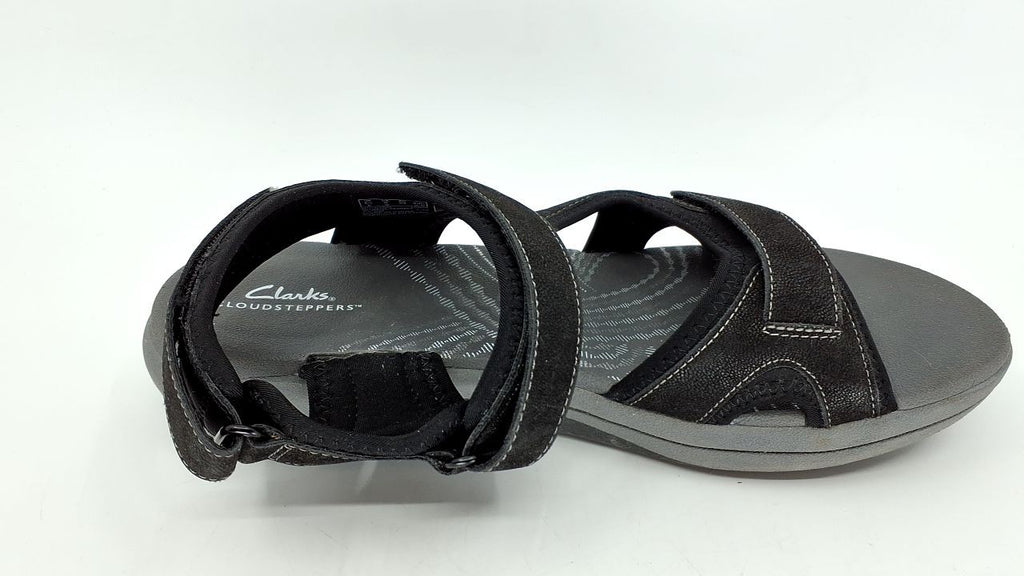 Clarks Women's Mira Bay Flat Sandal, Black Textile, 8 Wide US