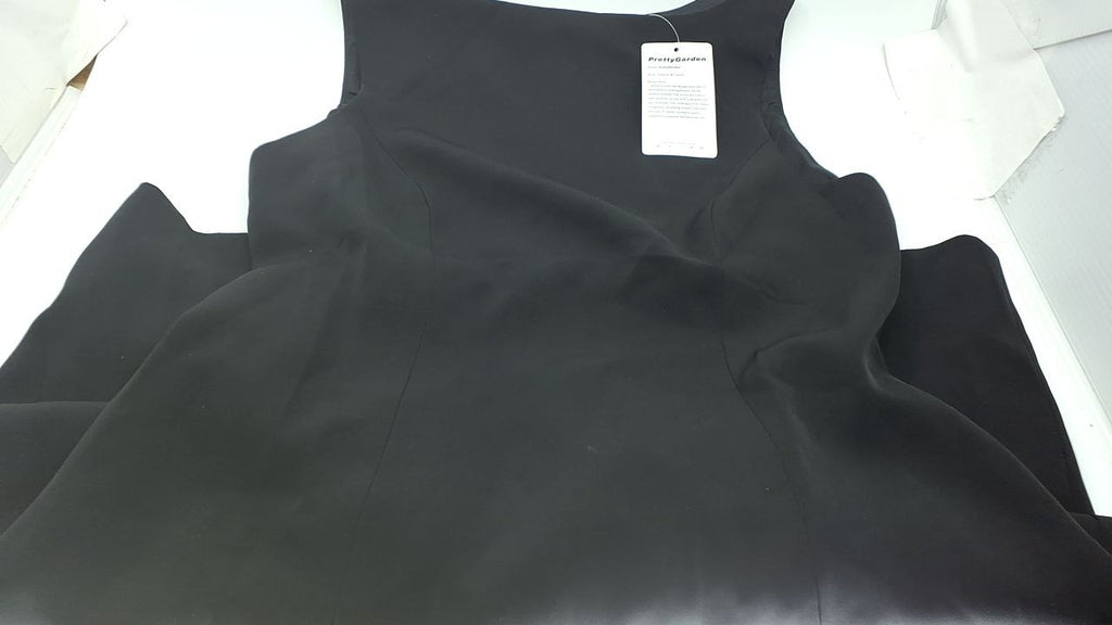 Black Mini Cocktail Dress, Sleeveless Boat Neck, X-Small