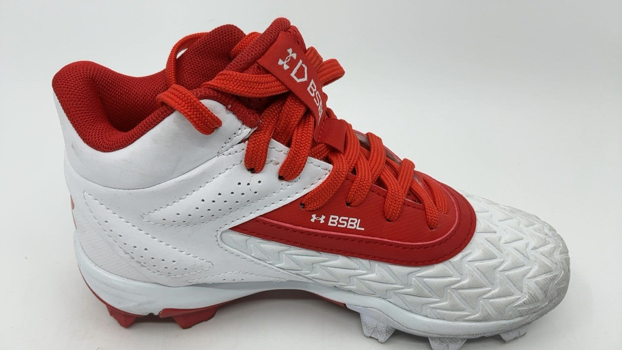 Under Armour Boys' Baseball Cleats Leadoff Mid RM JR 3.0 Red/White 1