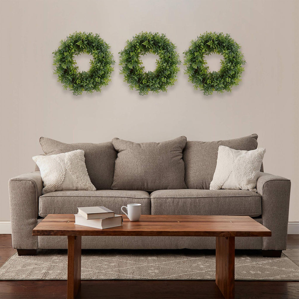 Artificial 11.5-Inch Opal Basil Wreath - All Season Front Door Decor