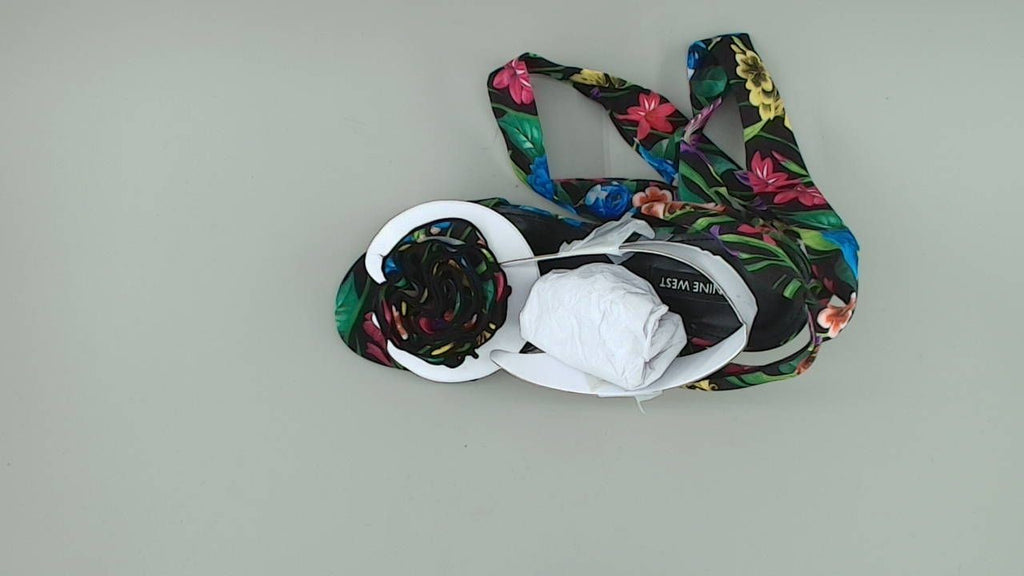 Nine West Women's Krave Heeled Sandal, Black Lush Floral Multi 002, 9