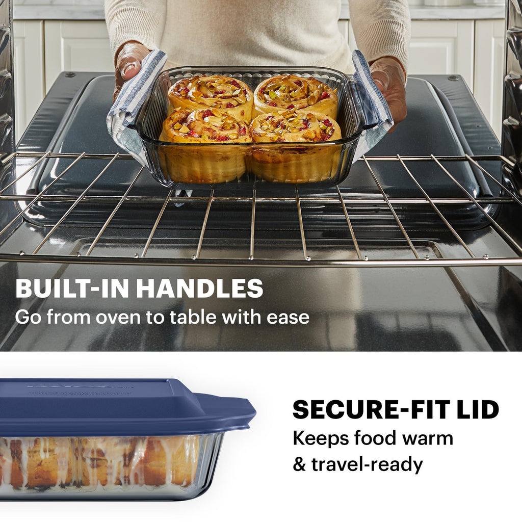 Pyrex 8x8 Oblong Baking Dish w/ Lid, Dishwasher & Microwave Safe