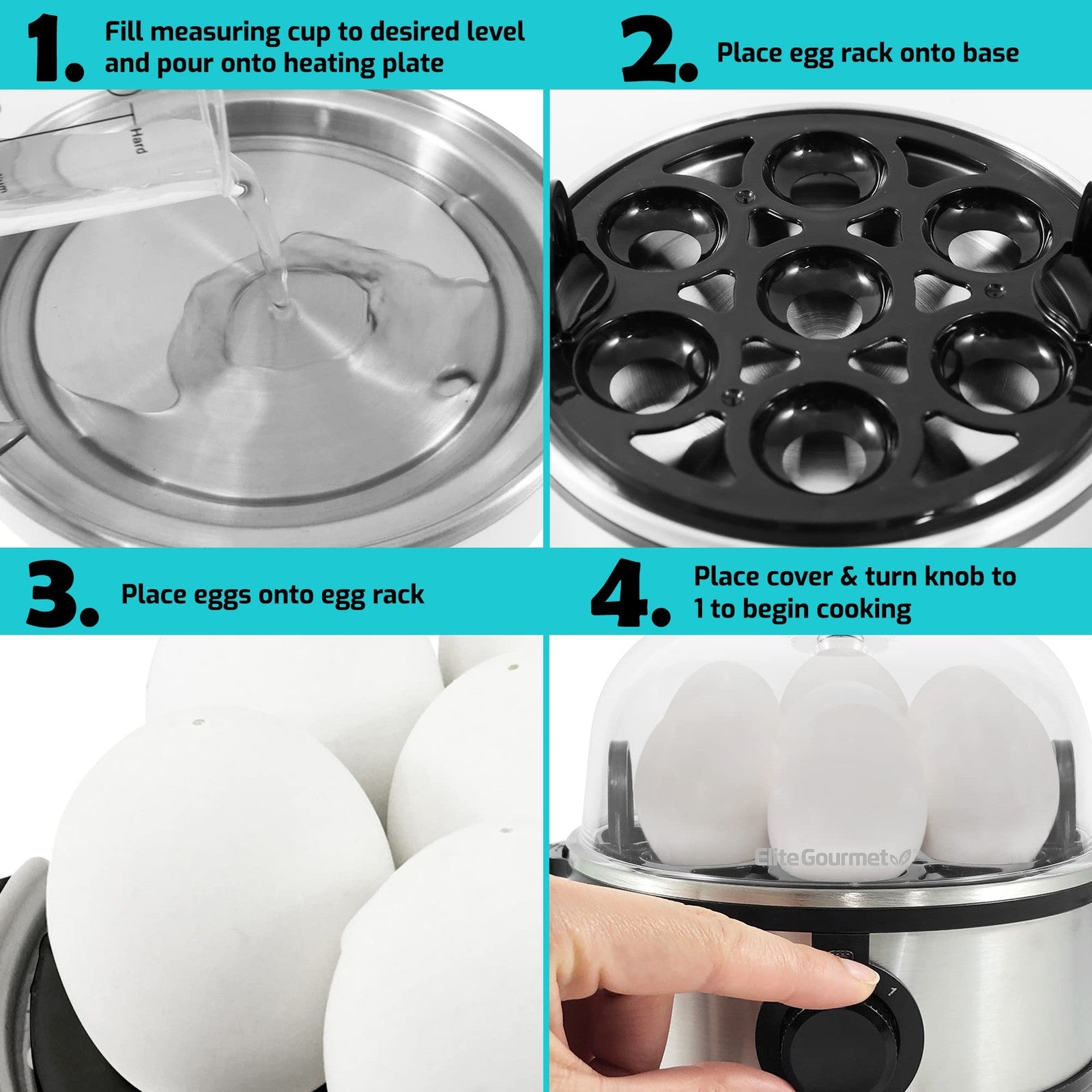 Electric Egg Cooker, 7 Egg Capacity, Stainless Steel, Auto Shut-Off