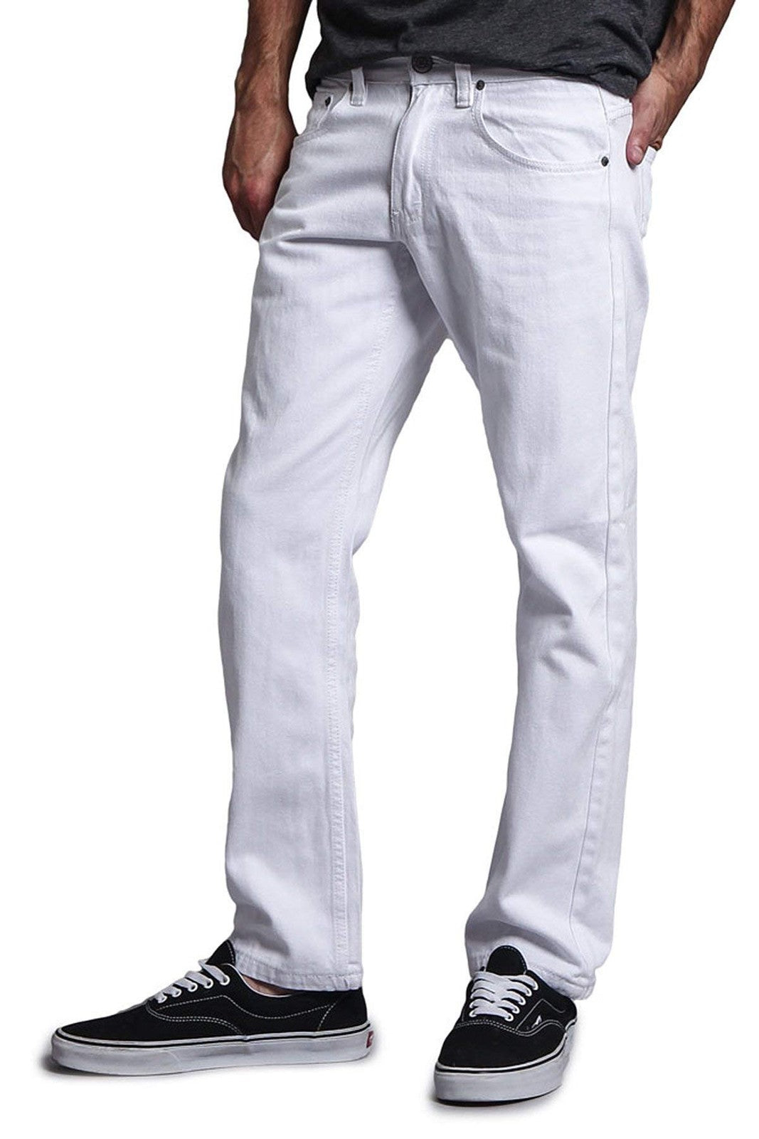 VICTORIOUS Men's Slim Fit Colored Jeans GS21 - White - 38/30