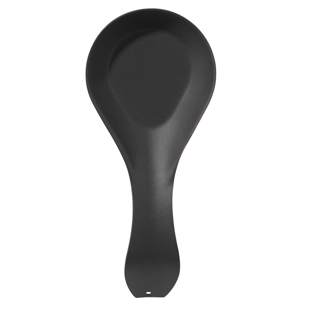 Stainless Steel Spoon Rest w/ Long Handle, Black Kitchen Utensil Holder