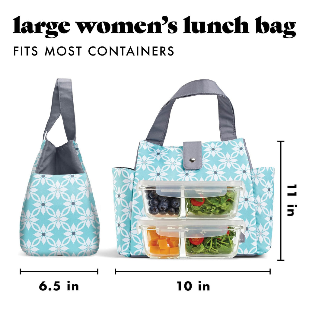 Fit & Fresh Leakproof Lunch Bag for Women, Aqua, Includes Tumbler