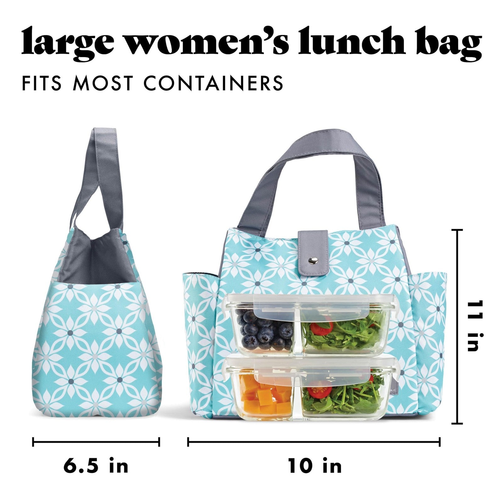 Fit & Fresh Leakproof Lunch Bag for Women, Aqua, Includes Tumbler