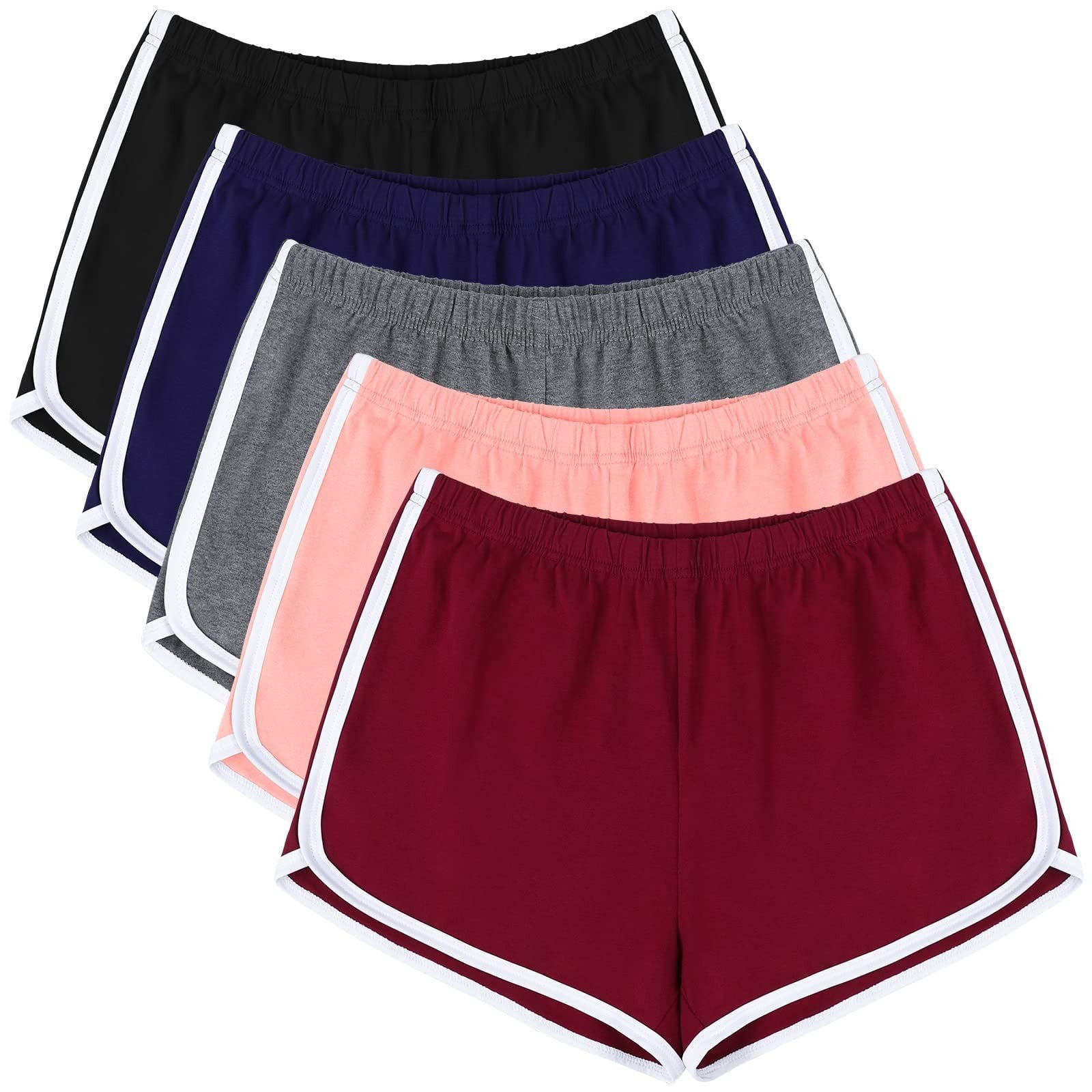 Women's Casual Lounge Shorts 5 Pack - Soft Cotton, Various Colors Size Small