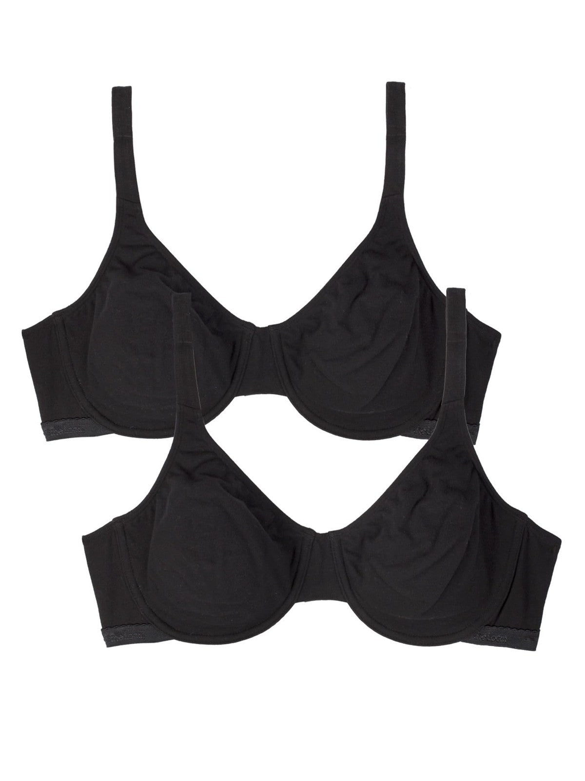 Fruit of the Loom 2 Pack Women's Black Cotton Bra 36B