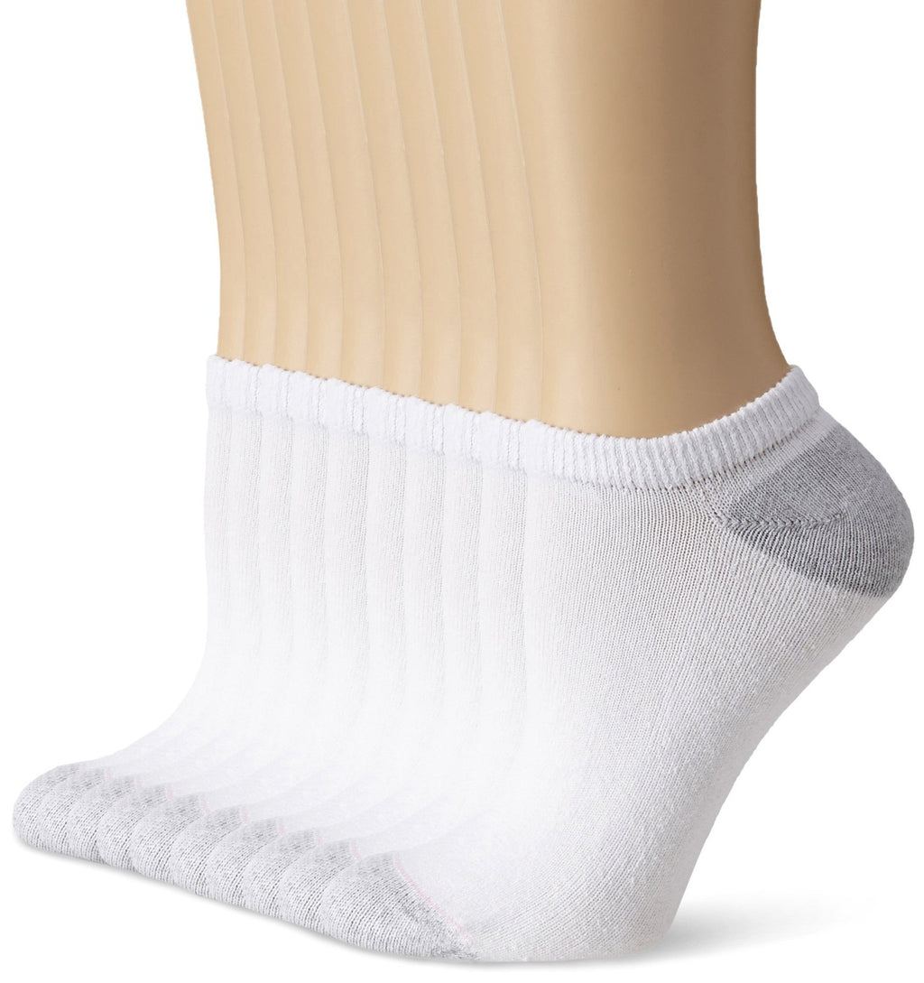 Hanes Women's No Show Socks 10 Pack, Size 8-12, White, Moisture-Wicking