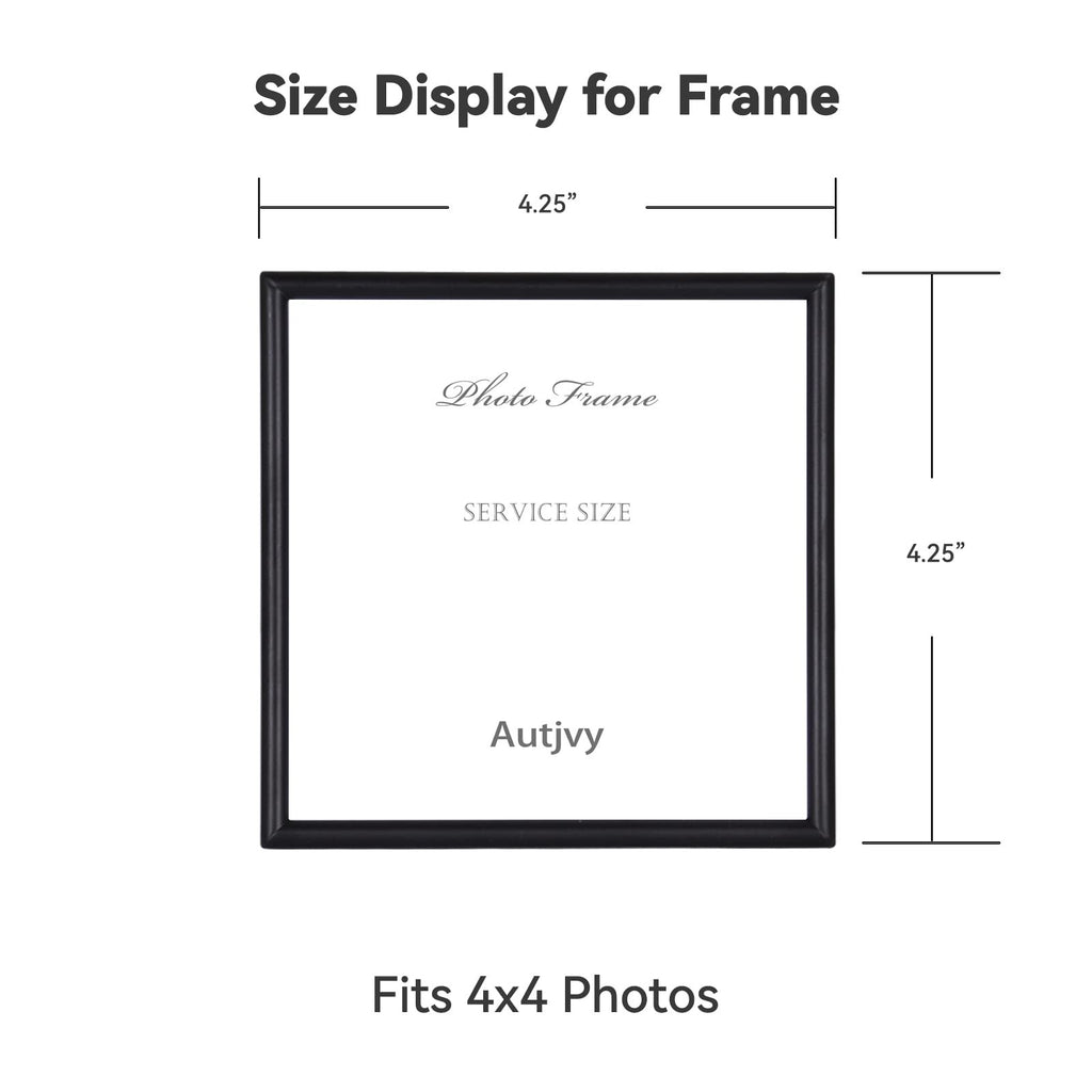 Matte Black 4x4 Picture Frame Set, Thin Aluminum Metal w/ Glass (2 Pack)