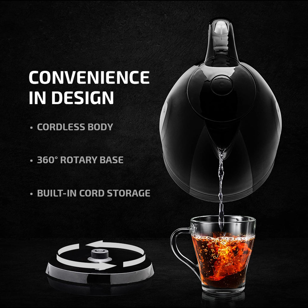 OVENTE 1.7L Electric Kettle, Fast Boil, BPA Free, Black, Removable Filter