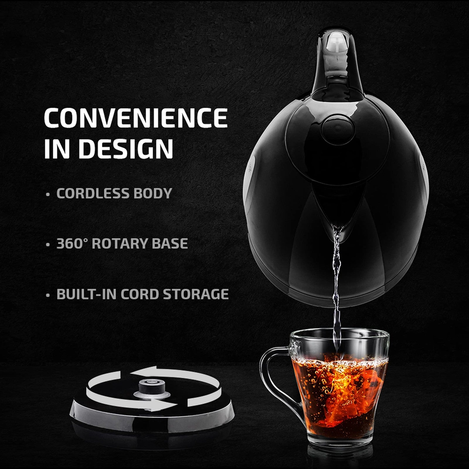 OVENTE 1.7L Electric Kettle, Fast Boil, BPA Free, Black, Removable Filter