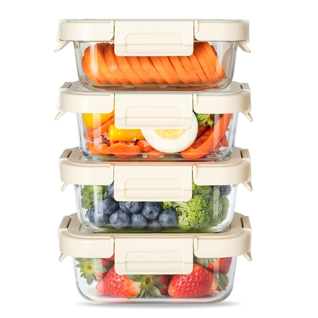 Stackable Glass Storage Containers Set of 4, Freezer to Oven Safe