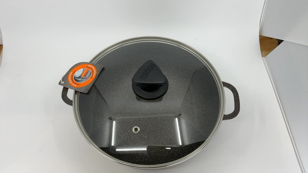 3.5Qt IMUSA Fuzion Nonstick Caldero, Cast Aluminum, Black w/ Glass Lid