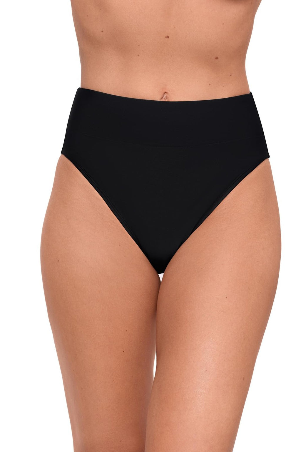 X-Large Women's Black High Leg Bikini Bottom, Wide Band Style