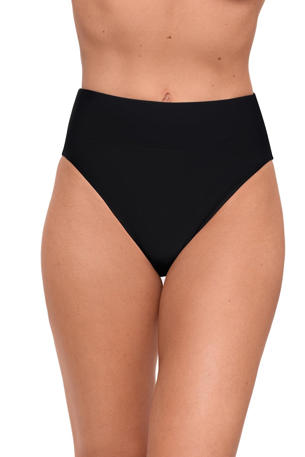 X-Large Women's Black High Leg Bikini Bottom, Wide Band Style