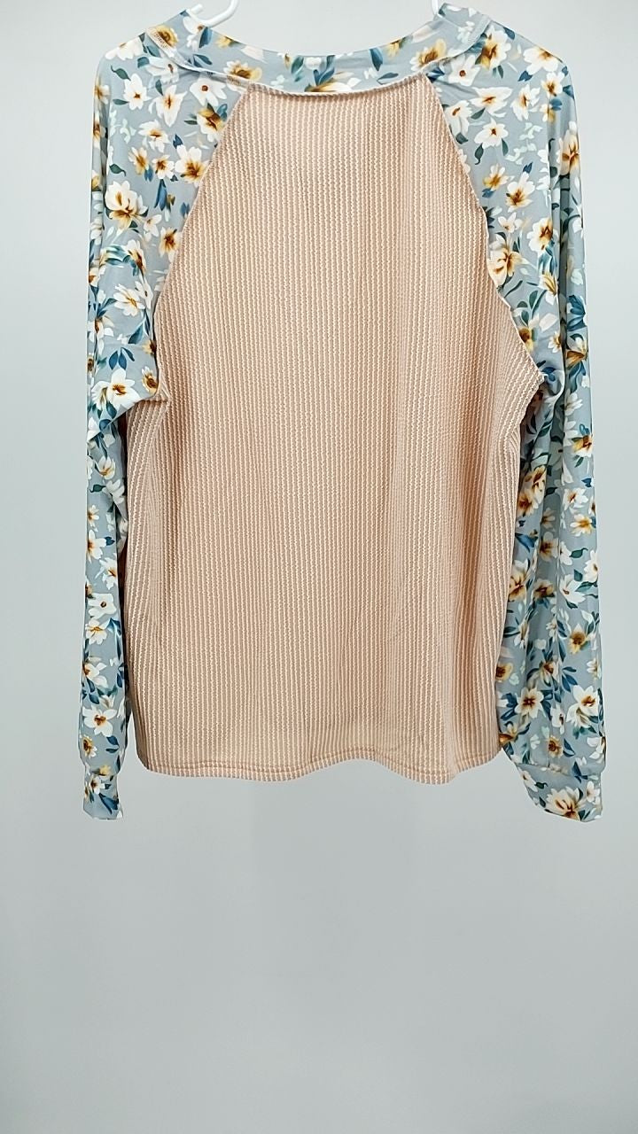 Floral Long Sleeve Round Neck Blouse