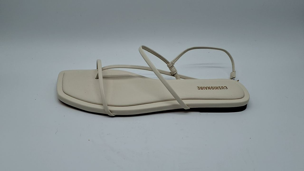 CUSHIONAIRE Glory Womens Sandals White 8 Strappy Adjustable Flat