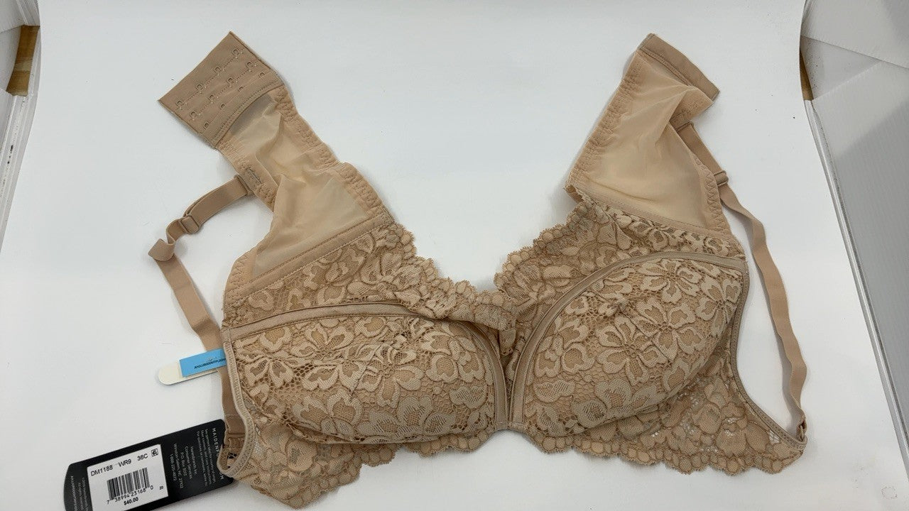 Pure Comfort Lace Longline Bra 36C Wireless Bralette Paris Nude
