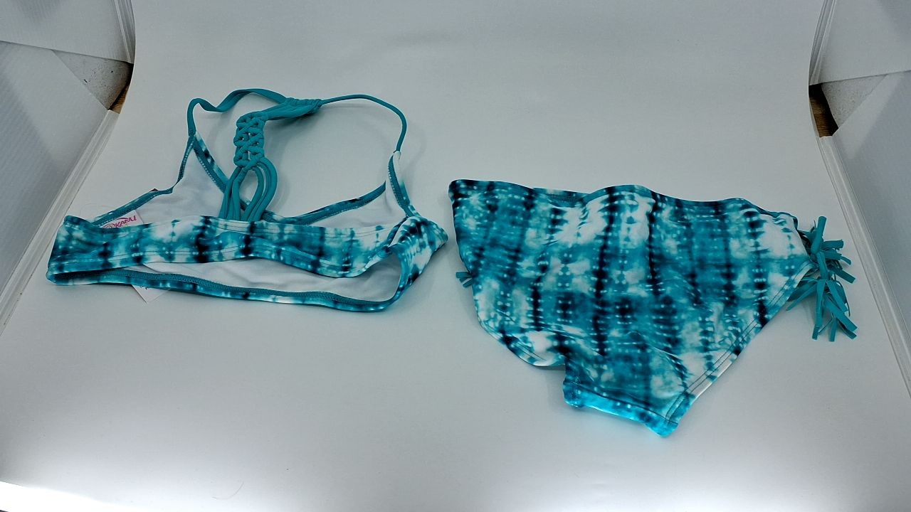 Kanu Surf Girls V-Neck Bikini Swimsuit Set, Willow Green Tie-Dye, Size 7