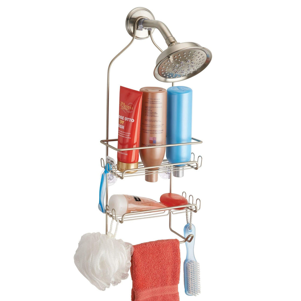 iDesign Milo Hanging Shower Caddy, Satin Silver, 21.25in x 9in x 4.5in