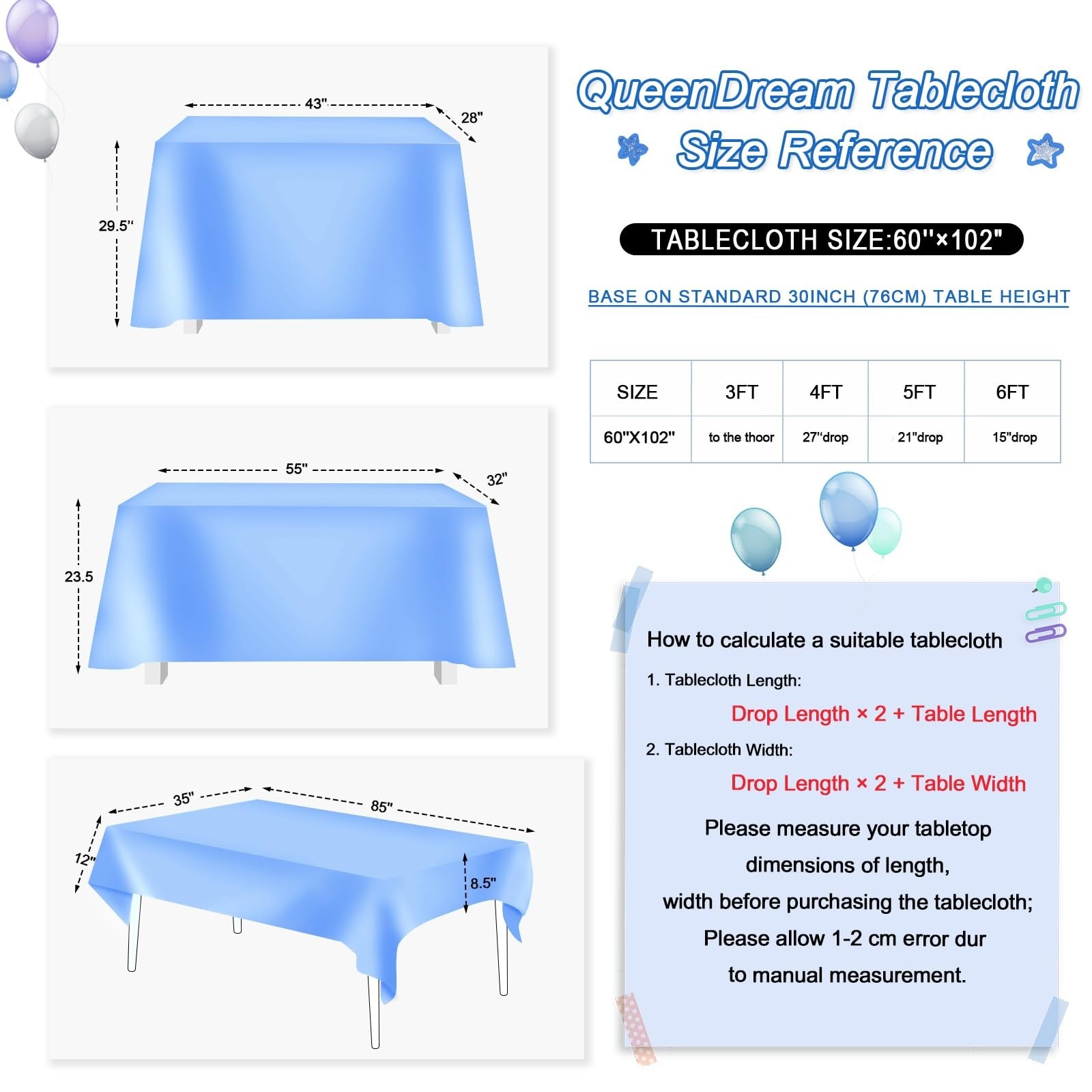 Royal Blue Glitter Table Cloth 60x102 Inch for Events & Celebrations