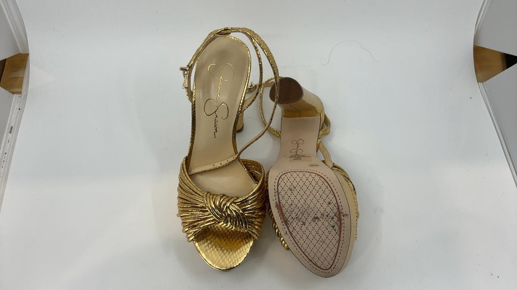 Jessica Simpson Women's Immie Platform Sandal Heeled, Gold, 7