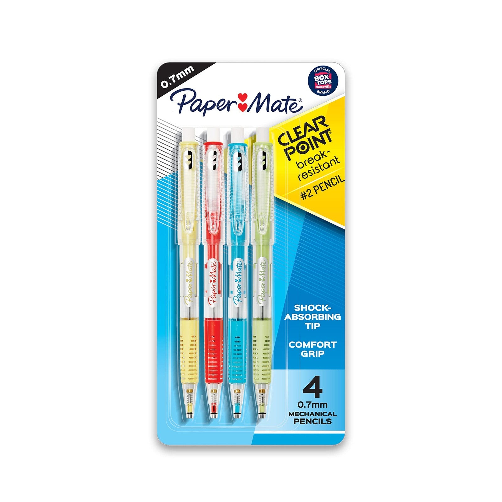 Break-Resistant 0.7mm Mechanical Pencils 4 Count Assorted Barrel Colors