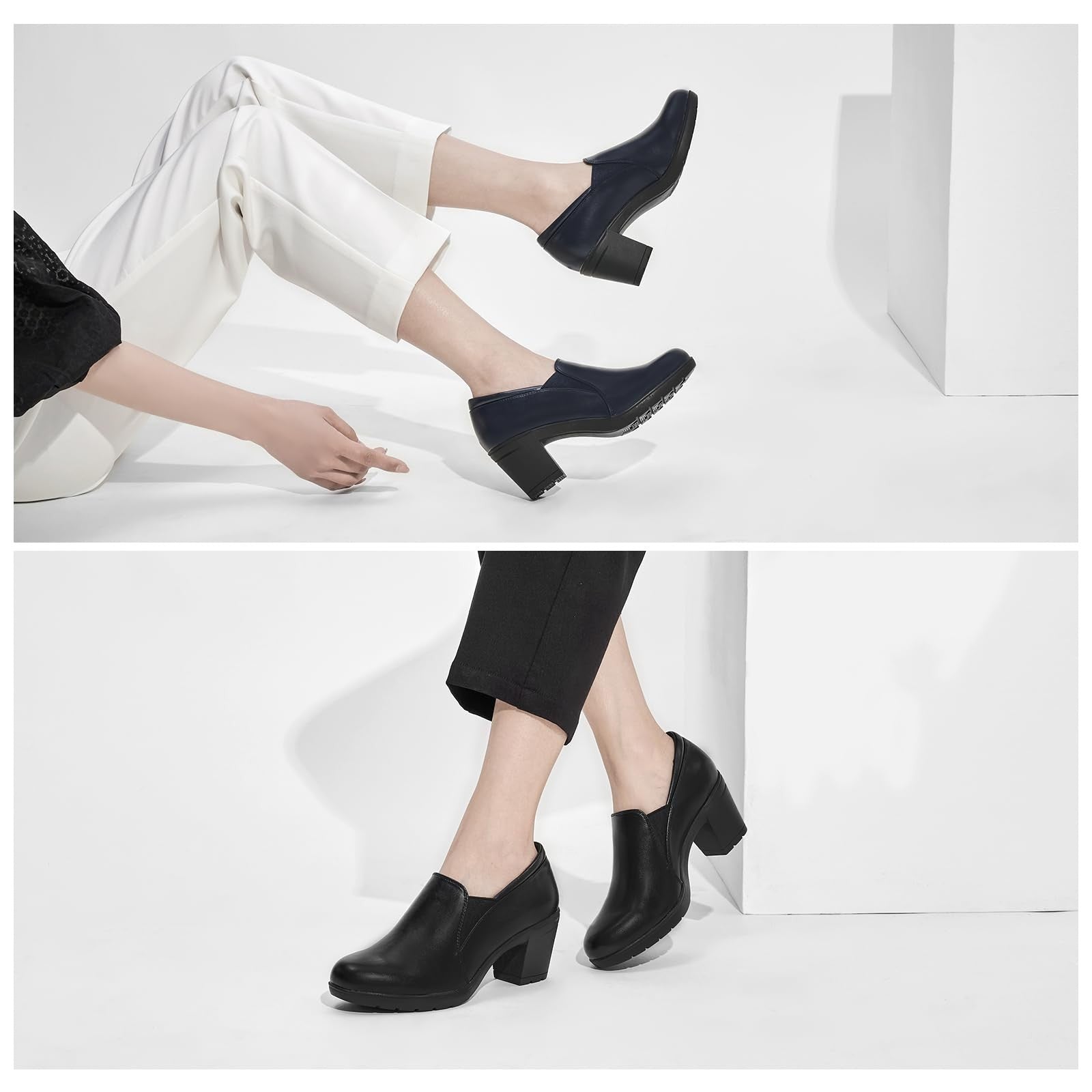 CentroPoint Women's Chunky Block Heels Closed Toe Dress/ Work Comfortable, 8