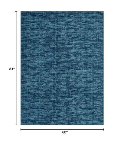 Modern 5' x 7' Area Rug, Solid Teal, Non-Slip, Low Pile for Living Room