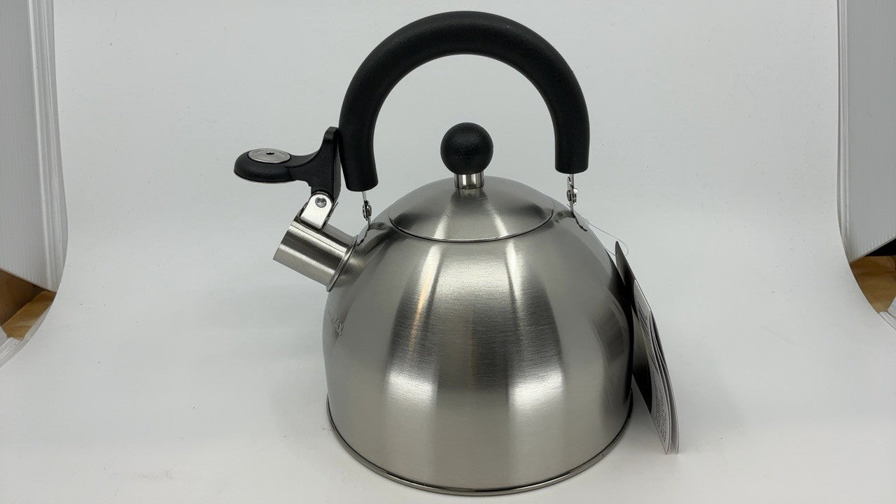 Primula Stewart 1.5Qt Whistling Kettle Brushed Steel Cool Touch Folding Handle