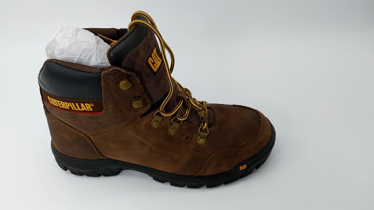 Cat Footwear Men's Outline Soft Toe Work Boot, Seal Brown, 9