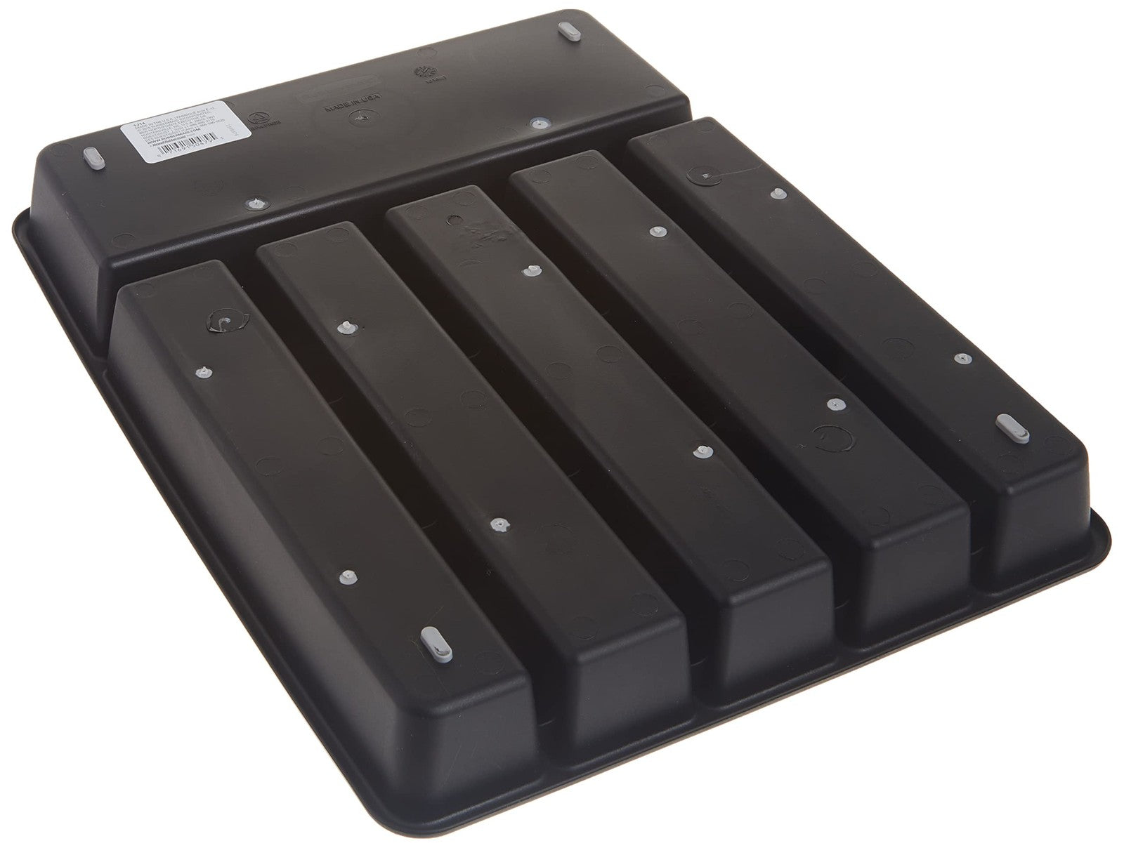 Black & Grey Large Silverware Tray Organizer, 7 Compartments, Plastic