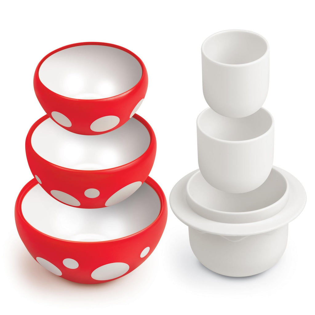 Whimsical 6 Cup Mushroom Measuring Cups Set, Durable Plastic Kitchenware